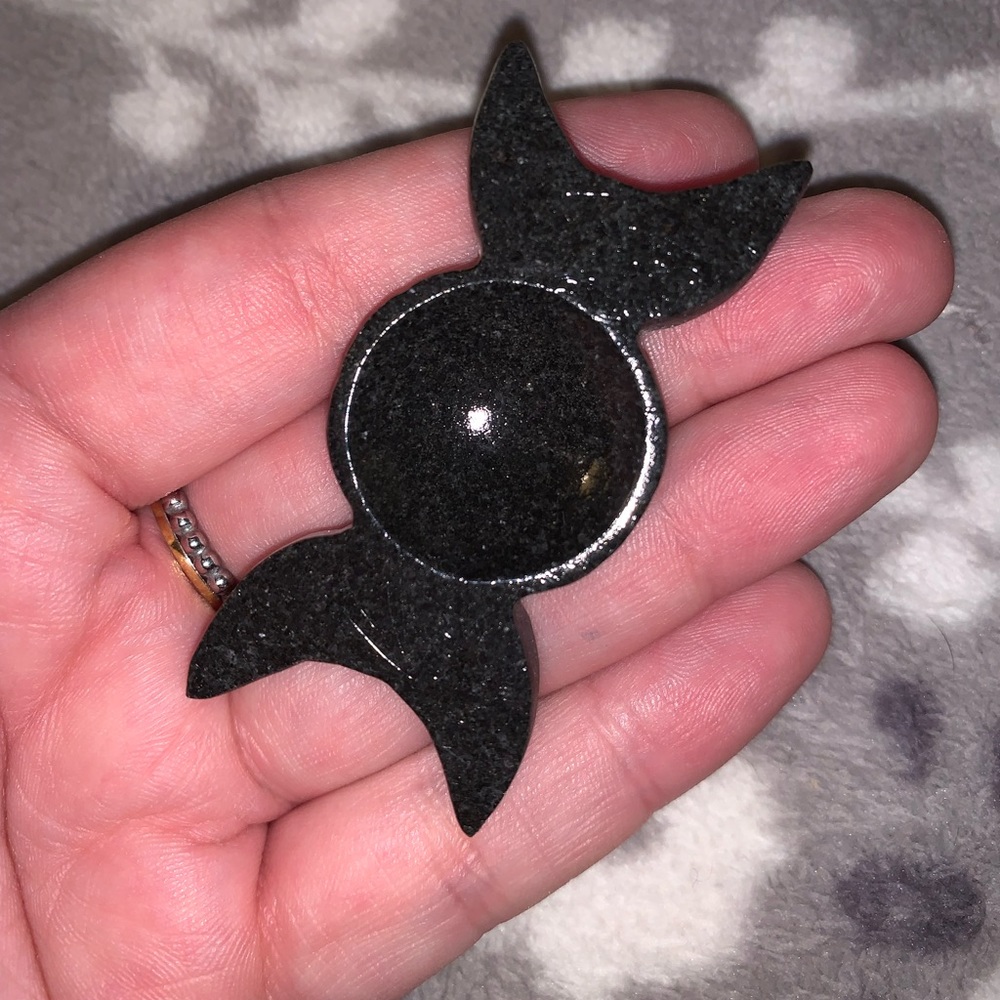 Black Obsidian Crystal Mini Triple Moon Bowl